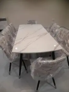 طاولة طعام مودرن رخام فخمة - فريدة للأثاث