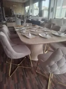 طاولة طعام مودرن رخام فخمة - فريدة للأثاث